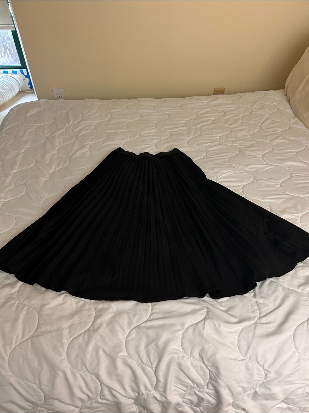 Source Unknown Black Pleated Midi Skirt